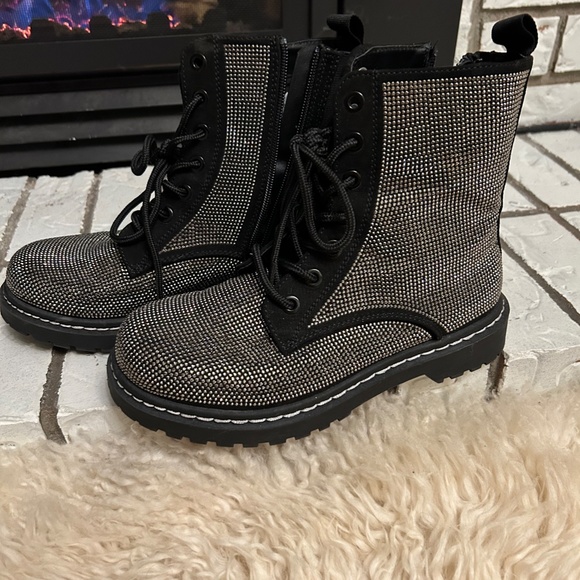 Stevie Chunky Combat Boot - Rhinestone Black (WW) Torrid - Picture 6 of 10